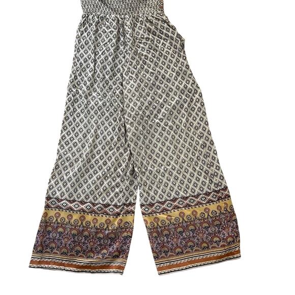 Angie Jumpsuit Romper Boho Wide Leg Smocked Spaghetti Strap Flowy Festival SZS - Picture 5 of 9